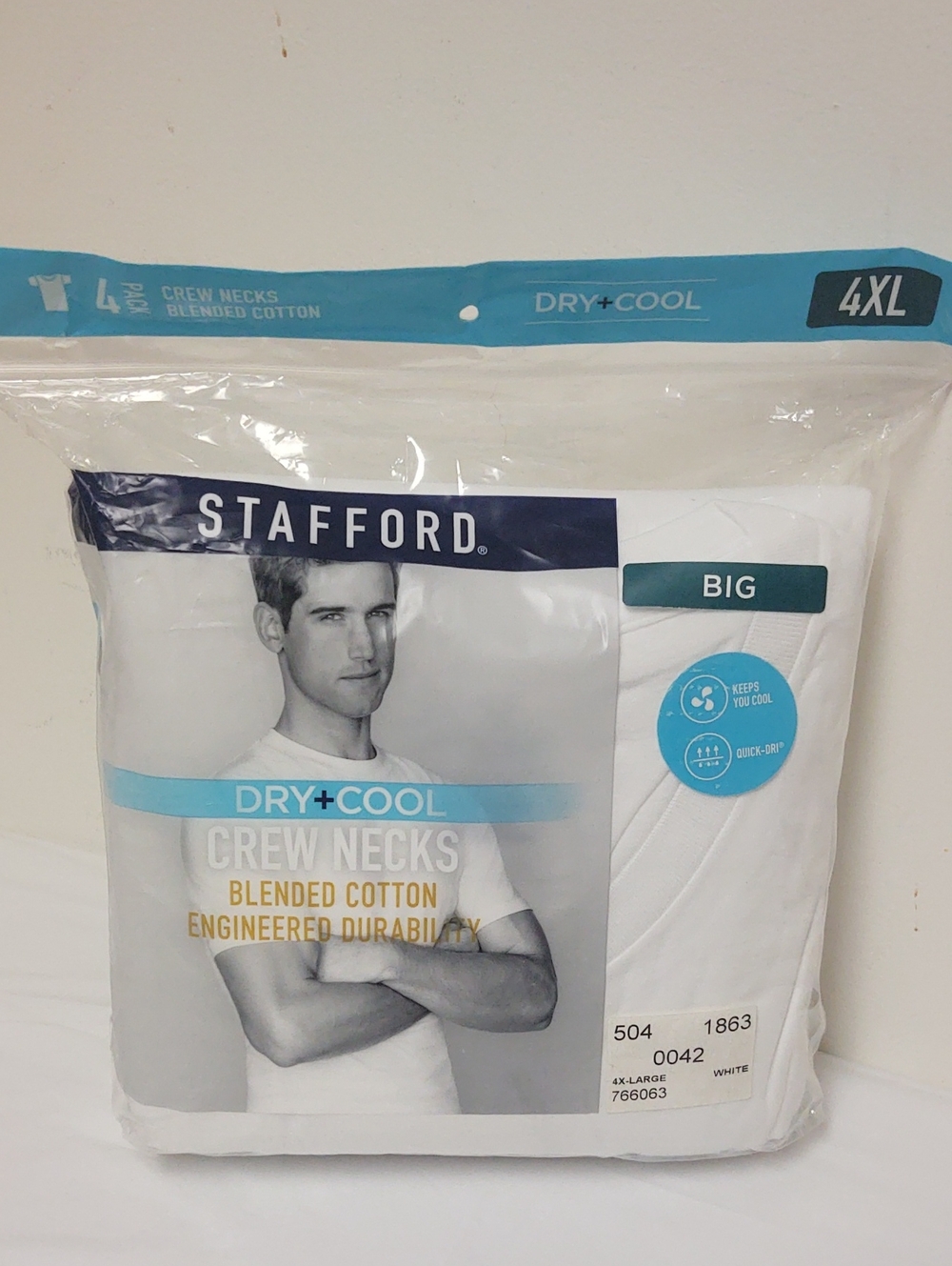 4 Pack Stafford White Crew Neck 4XL - NWT